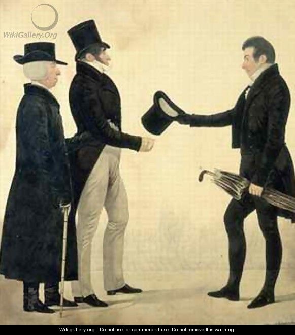 Three Gentlemen Greeting Each Other - Richard Dighton