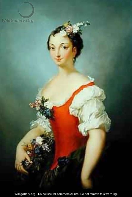 Portrait of a Lady Holding Flowers - Christian Wilhelm Ernst Dietrich
