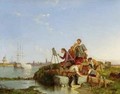 Artist at his Easel and Shipping beyond - Cornelis Christiaan Dommelshuizen
