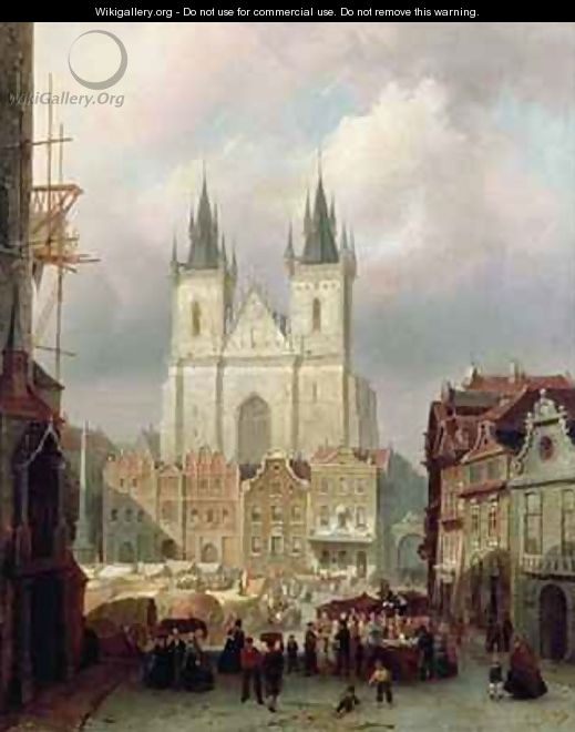 The Old Market Place at Prague - Cornelis Christiaan Dommelshuizen