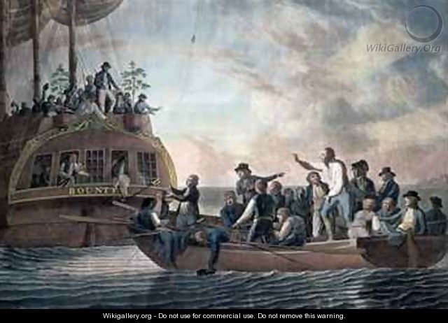 The mutineers turning Lieut Bligh and part of the officers and crew adrift from his Majestys ship the Bounty - Robert Dodd