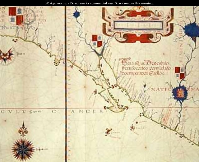 Fol 15 Map of Mexico and lower California from an atlas - Fernao Vaz Dourado