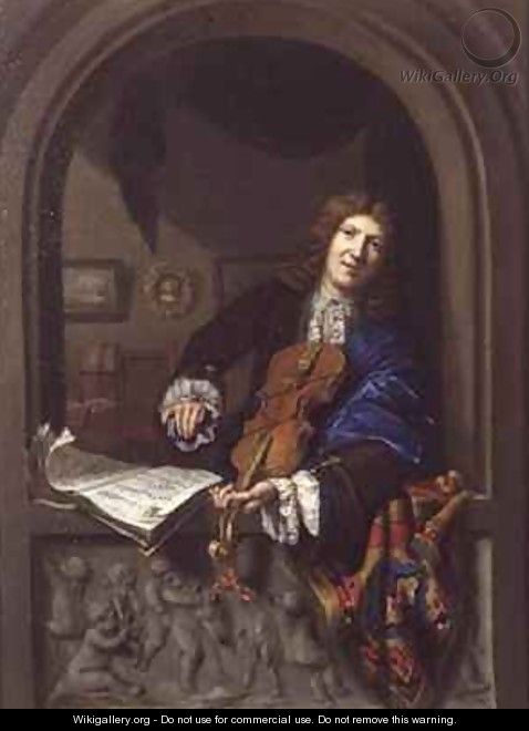 Portrait of a Man Playing the Violin - Jan Frans Douven