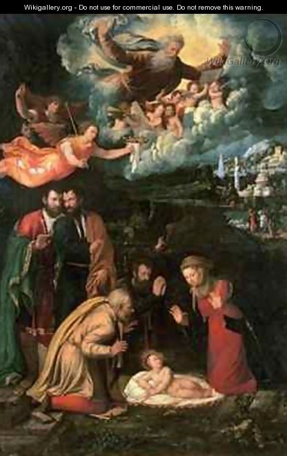 Nativity with God the Father - Battista Dossi