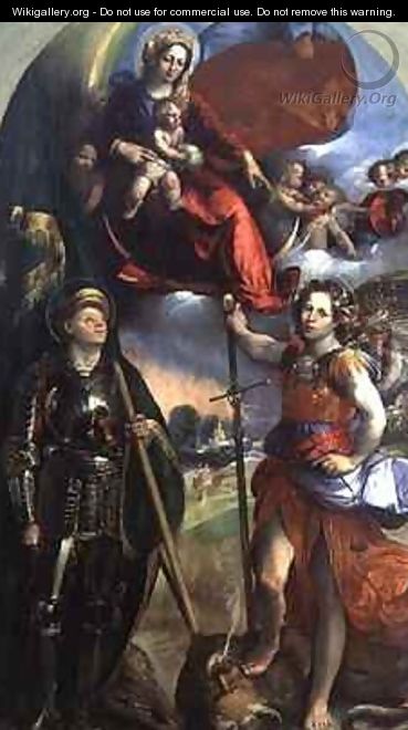 Madonna and Child with St George and St Michael - Dosso Dossi (Giovanni di Niccolo Luteri)