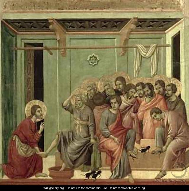 Maesta Christ Washing the Disciples Feet - Buoninsegna Duccio di