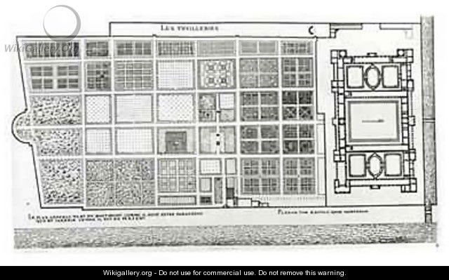 Plan of the Palace and Garden of the Tuileries in Paris in the 16th century - J. Androuet (du Cerceau) Ducerceau