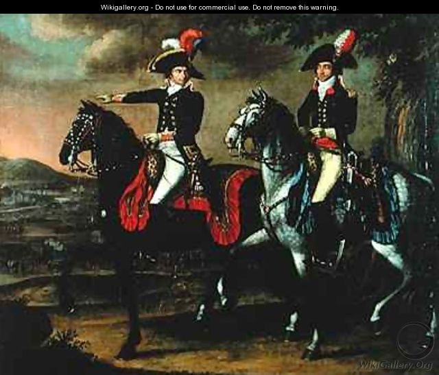 Equestrian Portrait of General Jean Baptiste Jourdan 1762-1833 and one of his aides de camp - Johann Friedrich Dryander
