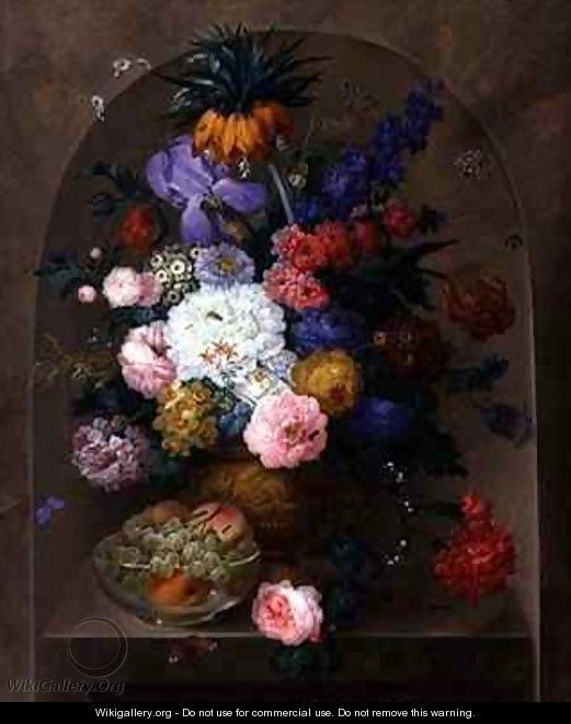 Still Life of Fruit and Flowers - Johann Baptist Drechsler