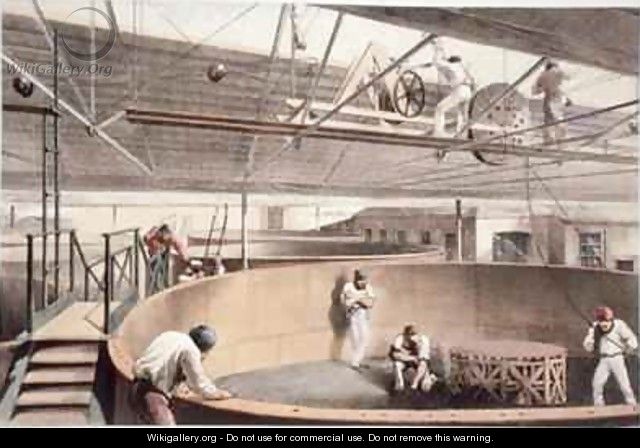 Coiling the telegraph cable in the tanks at the works in Greenwich - Robert Dudley