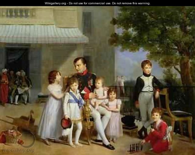 Portrait of Napoleon Bonaparte with his Nephews and Nieces on the Terrace at Saint Cloud - Louis Ducis