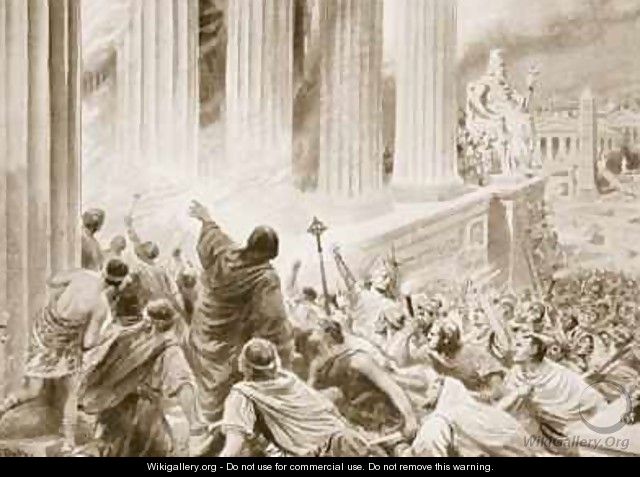 The Burning of the Library at Alexandria in 391 AD - Ambrose Dudley