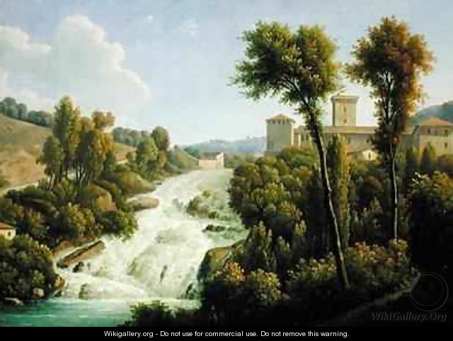 View from the Ile de Sora above the Waterfalls of the Chateau - Alexandre-Hyacinthe Dunouy