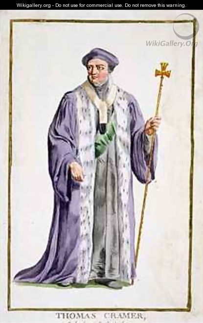 Thomas Cranmer 1489-1556 Archbishop of Canterbury 1533-56 from Receuil des Estampes representant les Rangs et les Dignites suivant le Costume de toutes les Nations existantes - Pierre Duflos