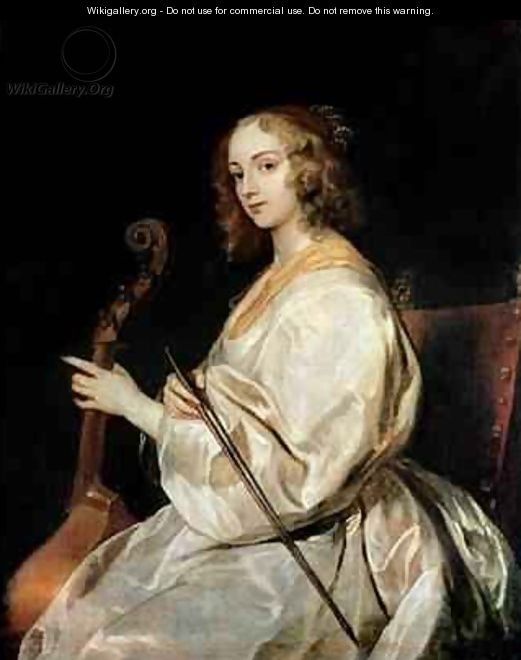 Young Woman Playing a Viola da Gamba - (after) Dyck, Sir Anthony van