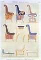 Illustrations of various painted seats and armchairs from the 5th Tomb of the Kings at the east Byban el Molouk - (after) Dutertre, Andre