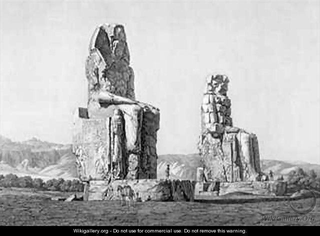 View of the two colossus at Memnonium Thebes - (after) Dutertre, Andre