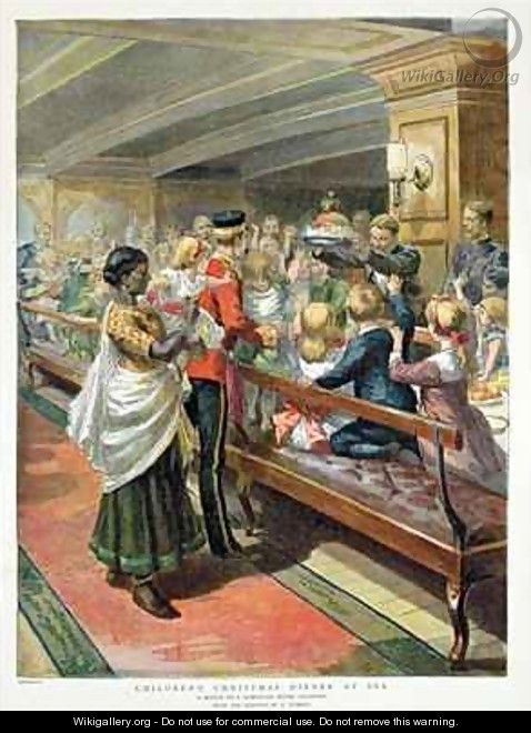 Childrens Christmas Dinner at Sea from the Graphic Christmas Number - Godefroy Durand