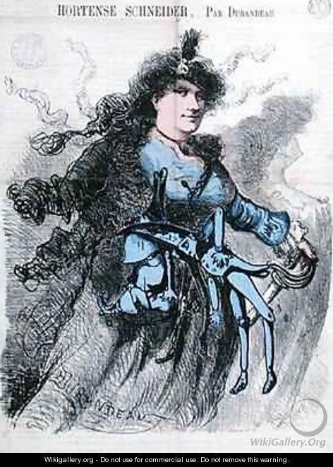 Caricature of Hortense Schneider 1833-1920 from the front cover of Le Drolatique - Durandeau