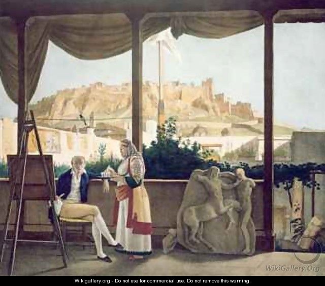 The French Consul Monsieur Fauvel on the terrace of his house in Athens - (after) Dupre, Louis