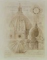Plan Section and Elevation of Florence Cathedral from Fragments dArchitecture du Moyen Age et de la Renaissance - (after) Duquesne, Eugene