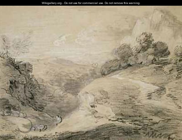A Hilly Landscape with Shepherd and Sheep - Thomas Gainsborough