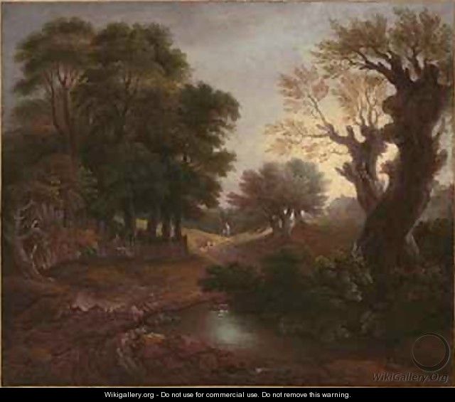 Wooded Landscape with Drover and Cattle and Milkmaids - Thomas Gainsborough