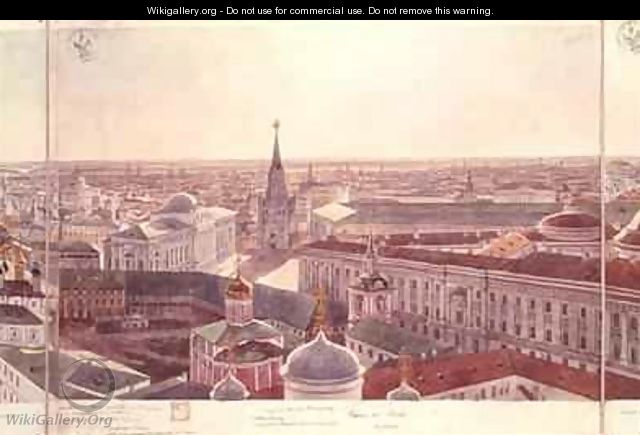 Panorama of Moscow depicting the former Senate Palace now the Cabinet Office Wosnesenskoy Monastery and the former Arsenal - Gadolle