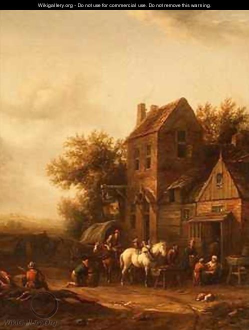 Two Horsemen at a Blacksmiths Forge - Barend Gael or Gaal