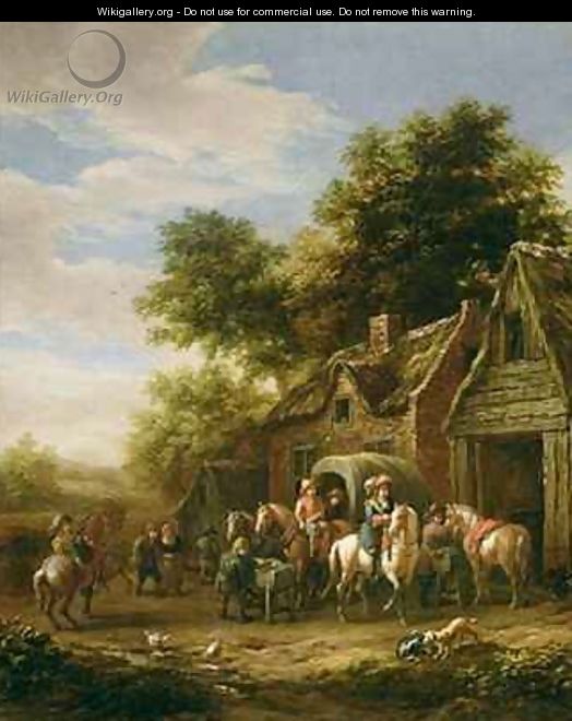 Landscape with travellers beside a cottage - Barend Gael or Gaal