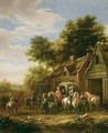 Landscape with travellers beside a cottage - Barend Gael or Gaal