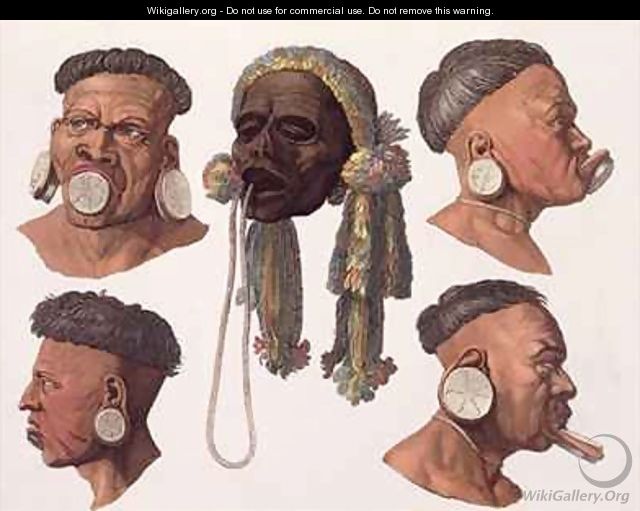 Heads of Botocudos Indians - Gallo Gallina