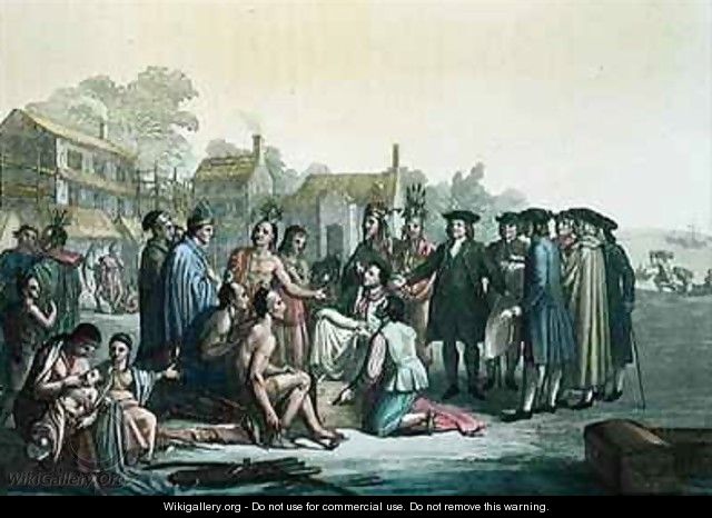 William Penn negotiating the treaty leading to the foundation of Pennsylvania - Gallo Gallina