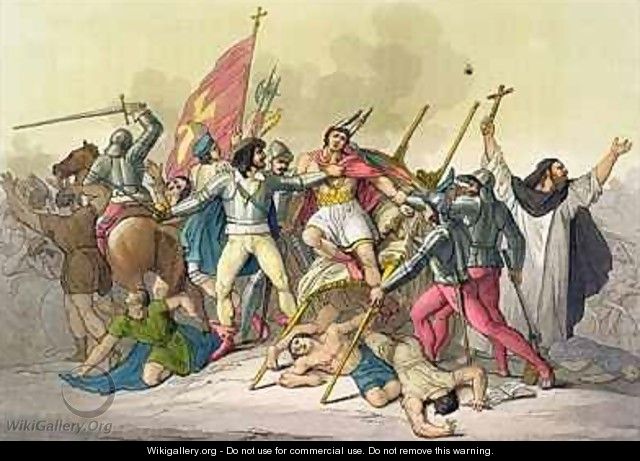 Fight Between Local Indians and Conquistadors - Gallo Gallina