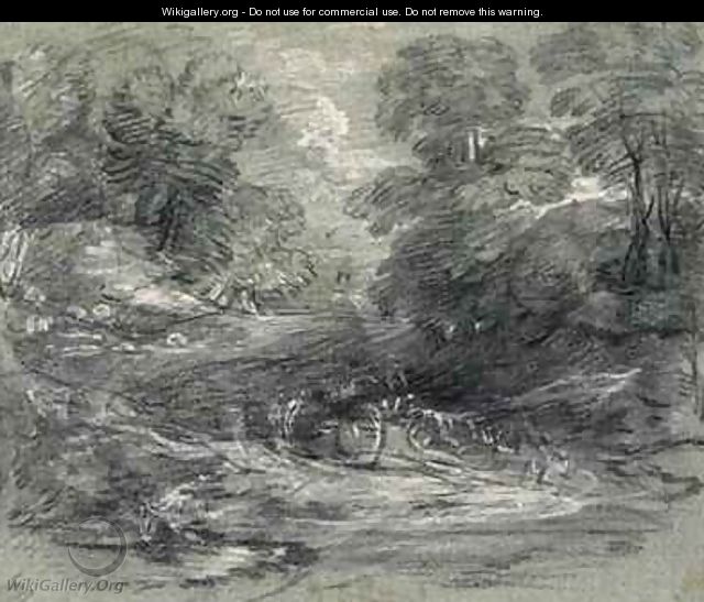 Landscape with Farm Cart on a Winding Track between Trees - Thomas Gainsborough