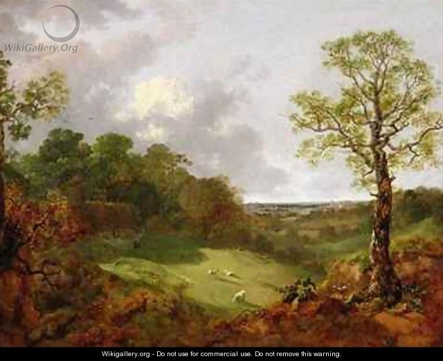 Wooded Landscape with a Cottage Sheep and a Reclining Shepherd - Thomas Gainsborough