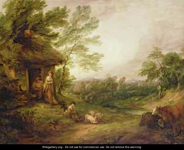 Cottage Door with Girl and Pigs - Thomas Gainsborough