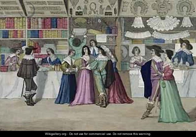 Shops in the Gallery of the Palais de Justice at the time of Louis XIII - (after) Garcia