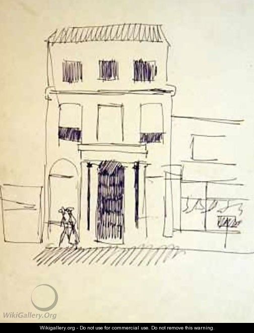 London Street with Figures Female Promenader - Henri Gaudier-Brzeska