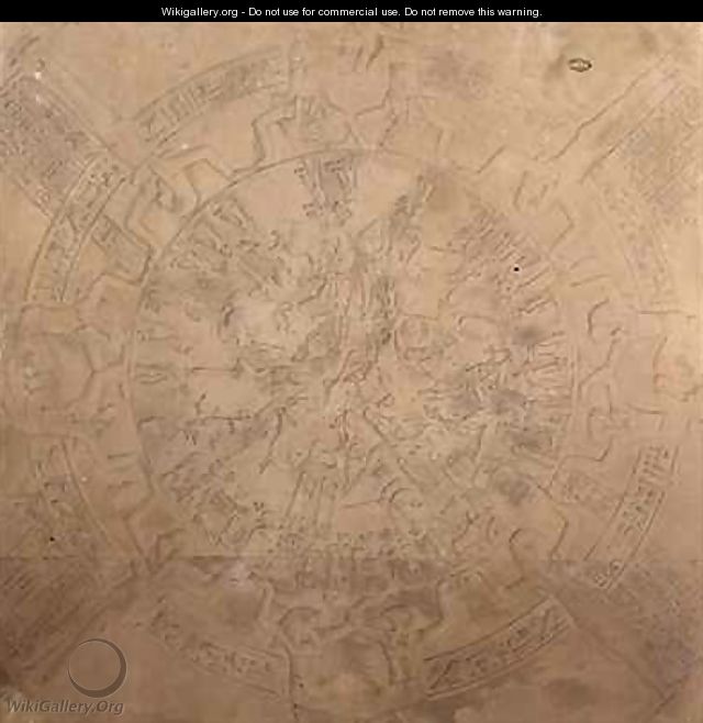 Astrological planisphere of the zodiac of Denderah from the ceiling of the chapel at the Temple of Hathor Denderah Egypt - Francois Chretien Gau