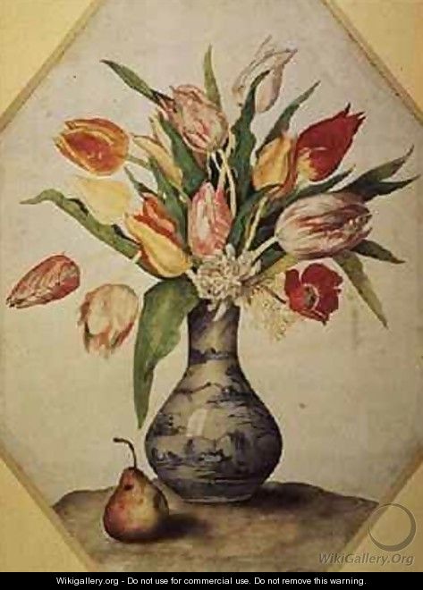 Blue China Vase of Tulips - Giovanna Garzoni