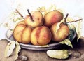 Plate of Peaches with a Pickle - Giovanna Garzoni