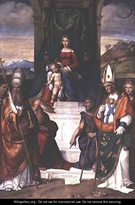 The Virgin Enthroned with Saints Jerome Sylvester and Maurius - Garofalo