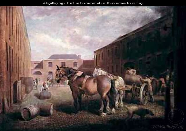 Loading the Drays at Whitbread Brewery Chiswell Street London - George Garrard