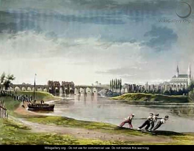 Poissy from Views on the Seine - (after) Gendall, John