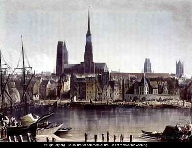 View of Rouen from Views on the Seine - (after) Gendall, John