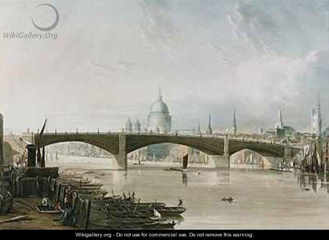 Southwark Iron Bridge as seen from Bankside - (after) Gendall, John