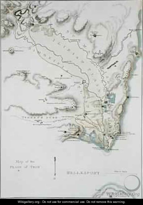 Map of the Plain of Troy - (after) Gell, Sir William