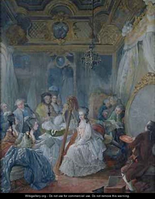 Marie Antoinette 1755-93 in her chamber at Versailles in 1777 - Jacques - Fabien Gautier - Dagoty