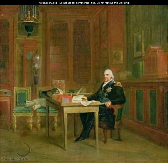 Louis XVIII 1755-1824 in his Study at the Tuileries - Baron Francois Gerard